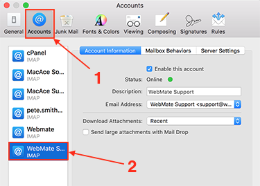 find out my server setting for apple mac mail?